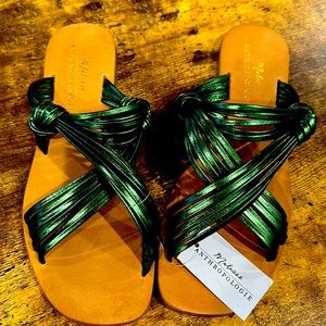 Anthropologie green metal sandal nwt